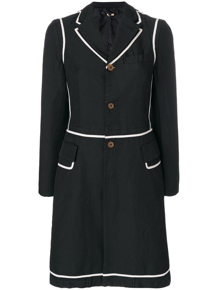 Comme Des Garçons Comme Des Garçons Two-tone Button Coat - Black