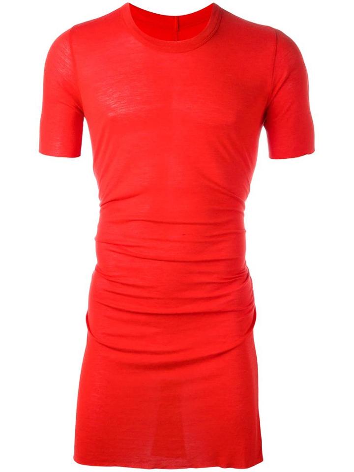 Rick Owens Long Length T-shirt, Men's, Size: Small, Red, Viscose/silk