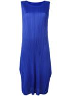 Pleats Please By Issey Miyake Pleated Shift Dress, Women's, Size: 2, Blue, Polyester