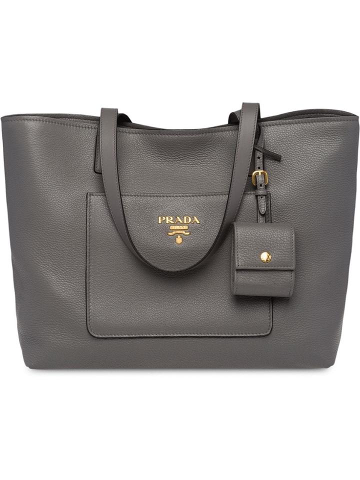Prada Leather Tote - Grey