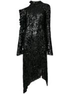 Magda Butrym Asymmetric Sequin Dress - Black