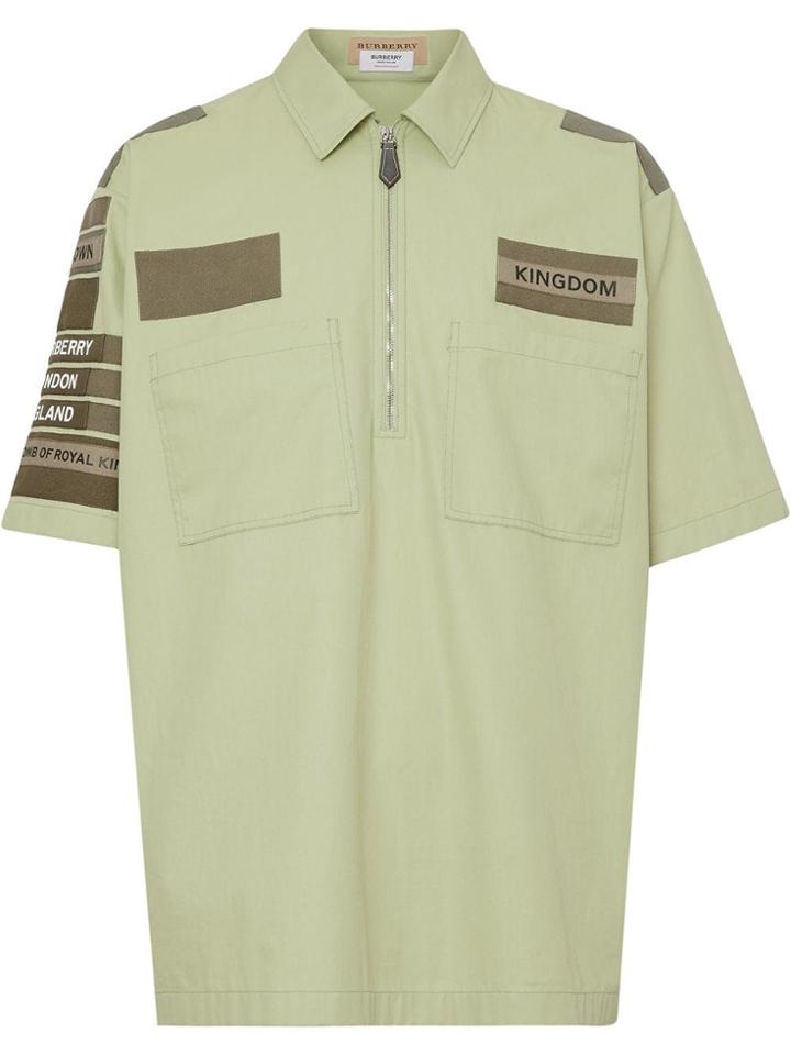 Burberry Short-sleeve Military Cotton Shirt - Green