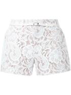 Loveless Lace Belted Shorts, Women's, Size: 34, White, Cotton/nylon
