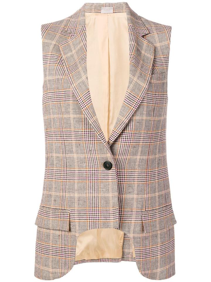 Mrz Plaid Fitted Waistcoat - Neutrals