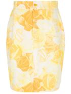 Versace Pre-owned Rose Print Pencil Skirt - Yellow
