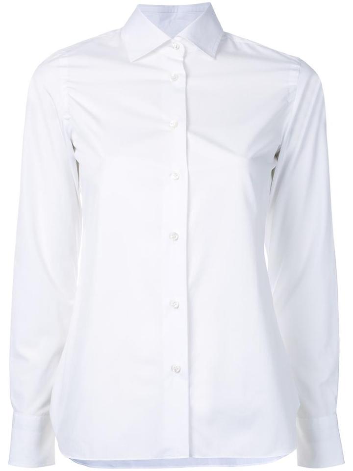 Barba Classic Button Down Shirt, Women's, Size: 38, White, Cotton