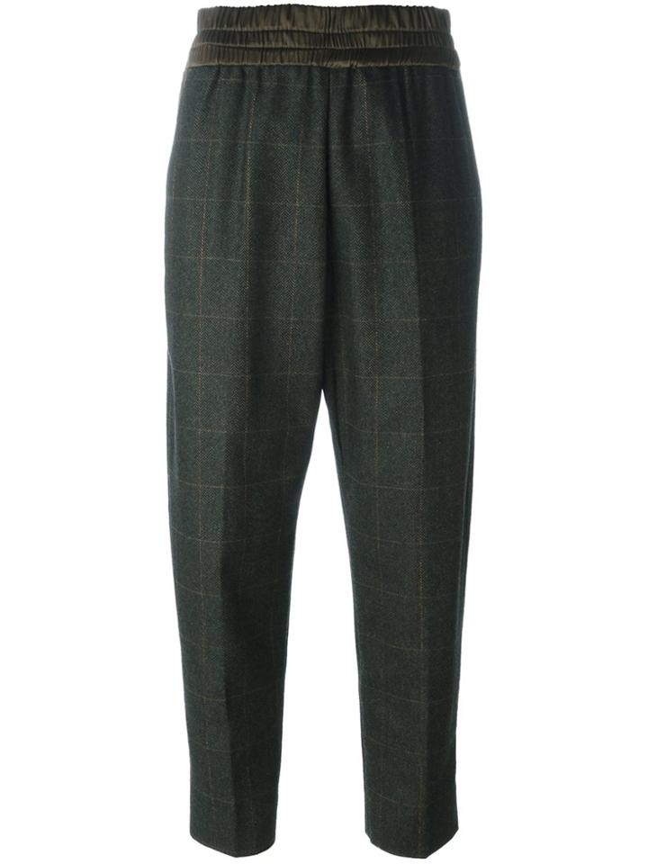 Antonio Marras Plaid Tapered Cropped Trousers - Green
