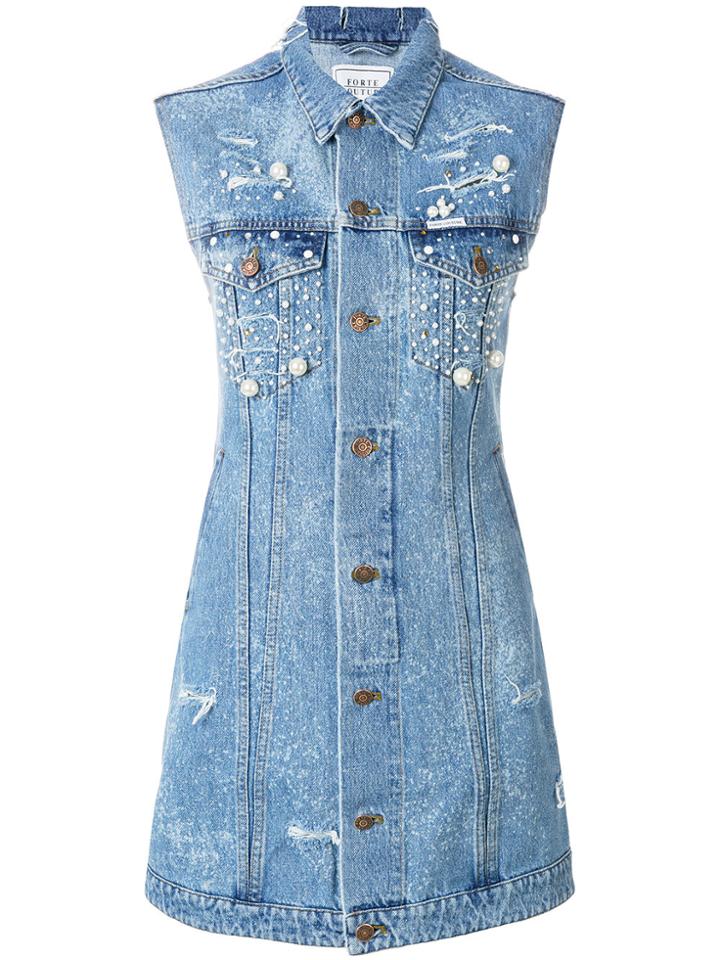 Forte Couture Midi Denim Dress - Blue