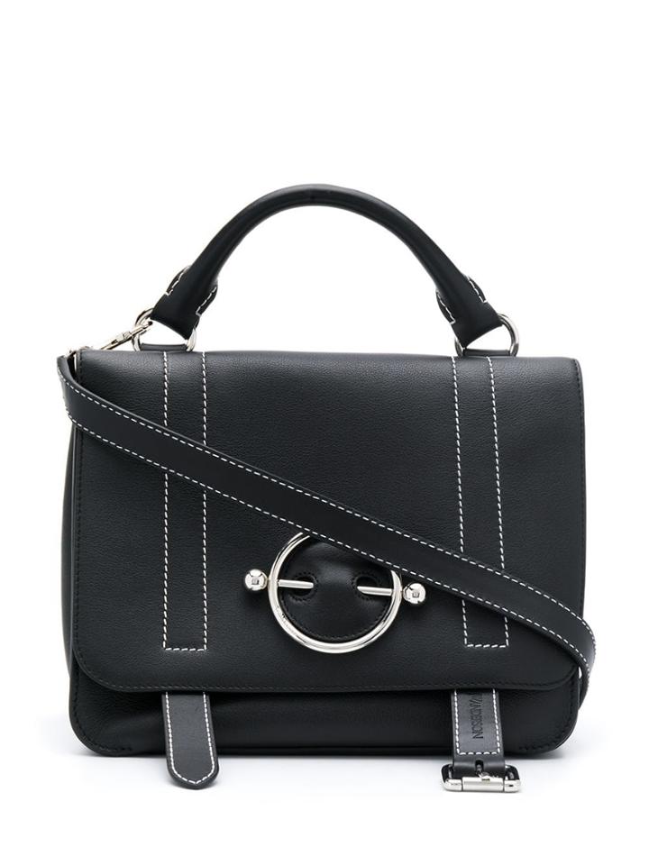 Jw Anderson Contrast Stitching Disc Satchel - Black