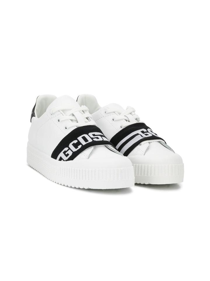 Gcds Kids Teen Logo Strap Sneakers - White