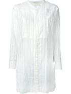 Saint Laurent Striped Sheer Tunic, Women's, Size: 40, White, Cotton