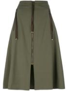 Kenzo - A-line Zip Skirt - Women - Polyester - 40, Green, Polyester