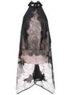 Nha Khanh Halterneck Lace Waterfall Top - Black