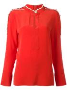 Pierre Balmain Buttoned Detail Flared Shirt, Women's, Size: 40, Red, Silk