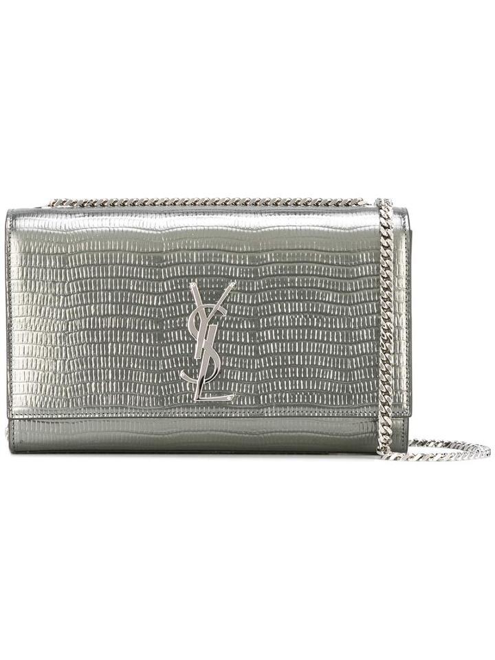 Saint Laurent Medium 'monogram' Shoulder Bag, Women's, Grey, Leather