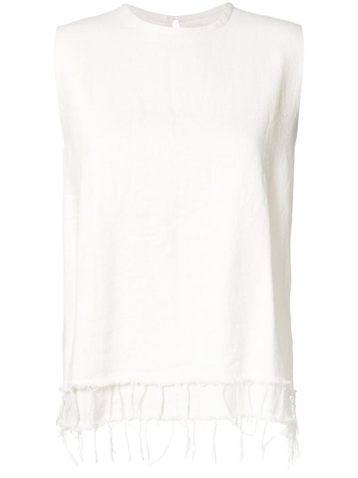 Simon Miller Fringed Hem Top, Women's, Size: 4, White, Cotton