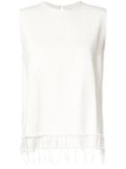 Simon Miller Fringed Hem Top, Women's, Size: 4, White, Cotton