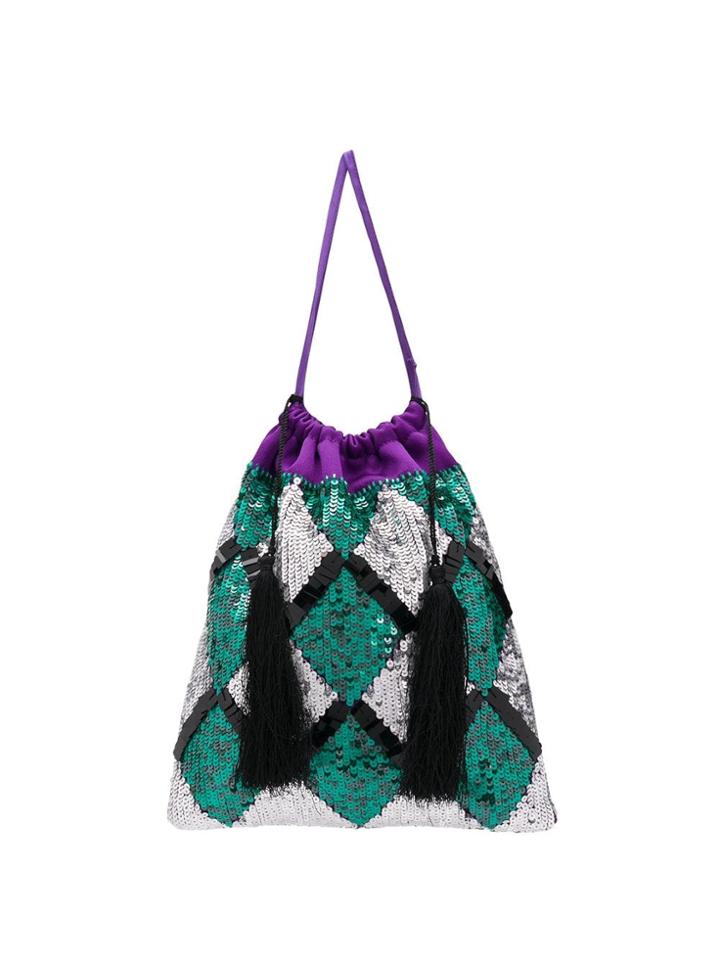 Attico Sequin-embellished Tote Bag - Green