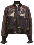 Sacai Patch Embroidered Bomber, Women's, Size: 2, Black, Cotton/cupro/polyester