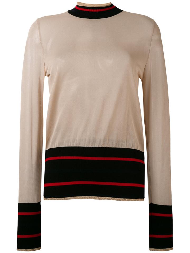 Marni - Frill Knitted Sweater - Women - Polyester/viscose/wool - 42, Nude/neutrals, Polyester/viscose/wool