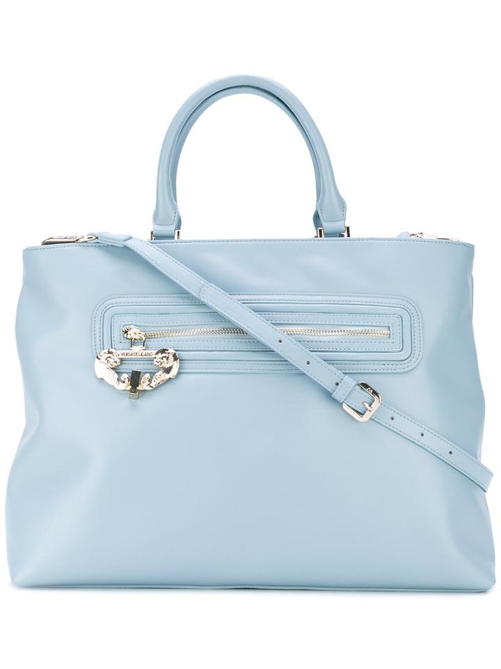 Versace Jeans - Logo Zip Tote Bag - Women - Polyester/polyurethane Resin - One Size, Blue, Polyester/polyurethane Resin