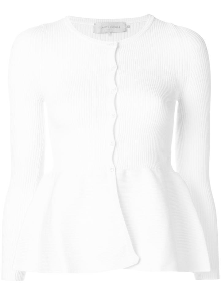 L'autre Chose Peplum Cardigan - White
