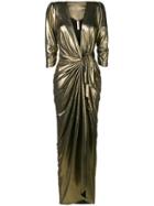 Maria Lucia Hohan Metallic Wrap Dress - Gold