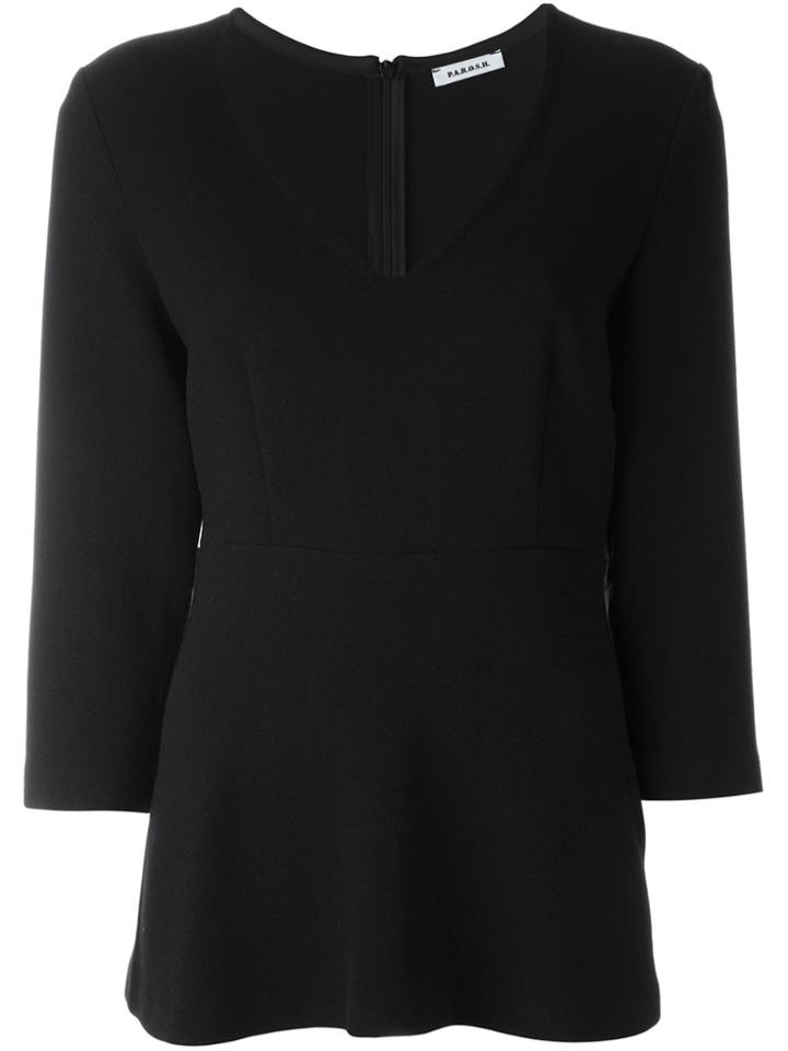 P.a.r.o.s.h. V-neck Flared Blouse - Black