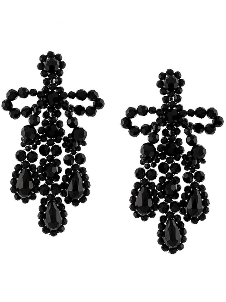 Simone Rocha Beaded Bow Chandelier Earrings - Black