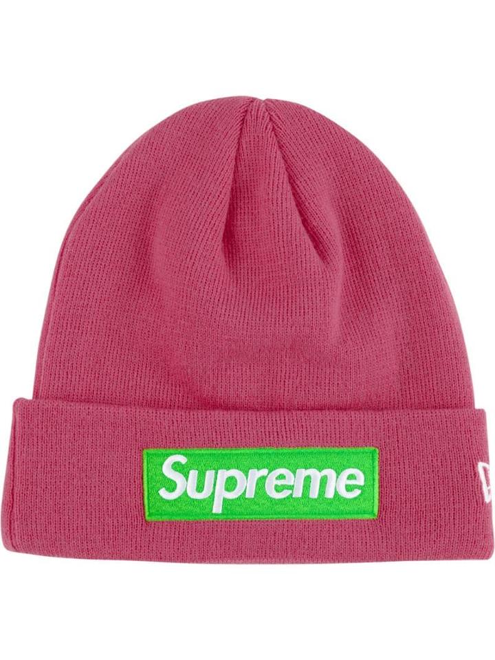 Supreme Logo Ribbed Beanie - Red