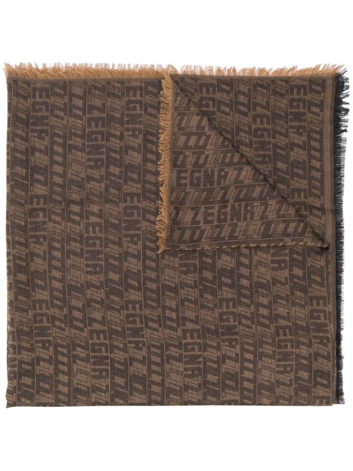 Z Zegna Printed Monogram Scarf - Brown