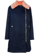 Love Moschino Collar Detail Coat, Women's, Size: 42, Blue, Polyamide/polyester/viscose