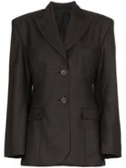 Wright Le Chapelain Wide Shoulder Wool Blazer - Brown