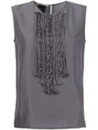 Lareida Ruffled Bib Top, Women's, Size: 42, Grey, Cotton/silk