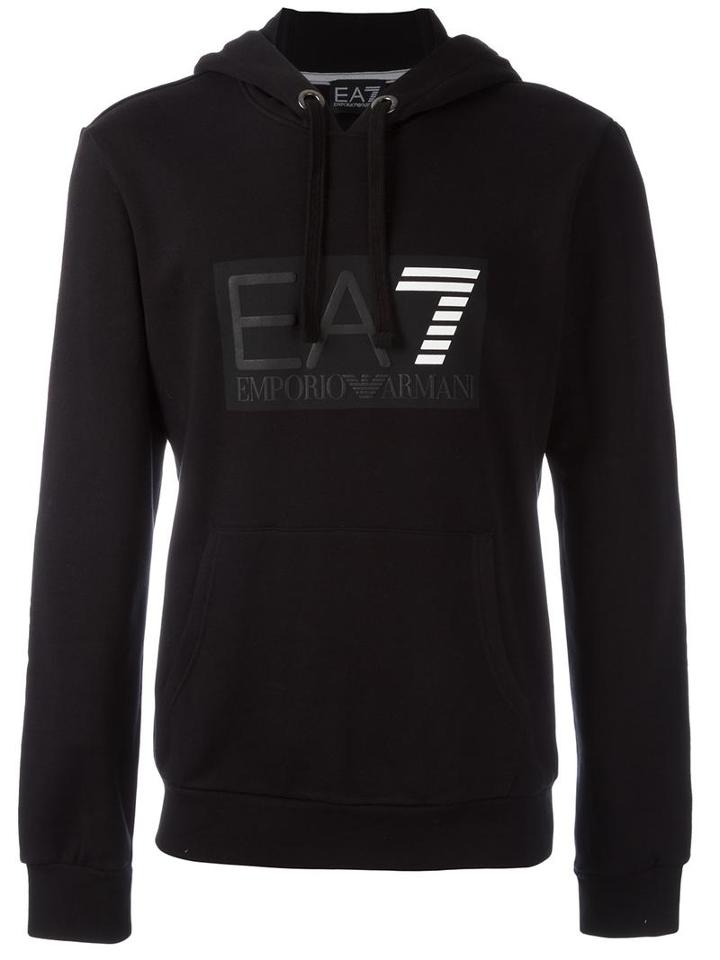 Ea7 Emporio Armani Logo Hoodie, Men's, Size: Large, Black, Cotton