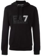 Ea7 Emporio Armani Logo Hoodie, Men's, Size: Large, Black, Cotton
