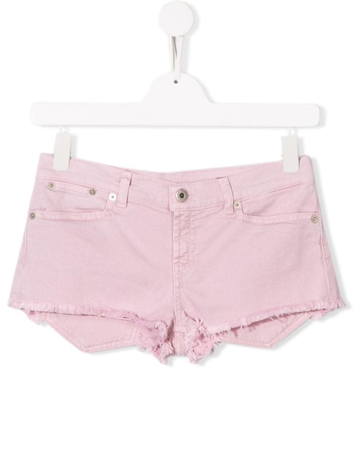 Dondup Kids Fringed Denim Shorts - Pink