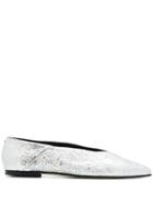 Aeyde Pointed Toe Ballerina Shoes - Silver