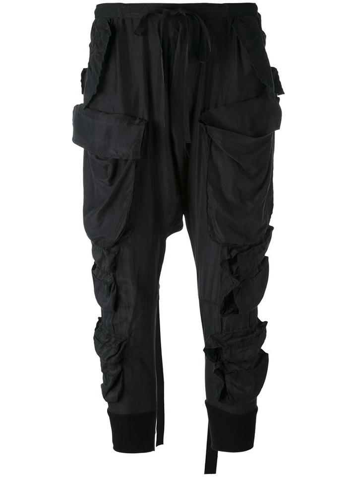 Unravel Project - Drop Crotch Track Pants - Women - Silk/cotton/spandex/elastane - S, Black, Silk/cotton/spandex/elastane