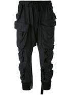 Unravel Project - Drop Crotch Track Pants - Women - Silk/cotton/spandex/elastane - S, Black, Silk/cotton/spandex/elastane