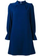Goat - Pleat Collar Tunic Dress - Women - Polyester/acetate/wool - 12, Blue, Polyester/acetate/wool
