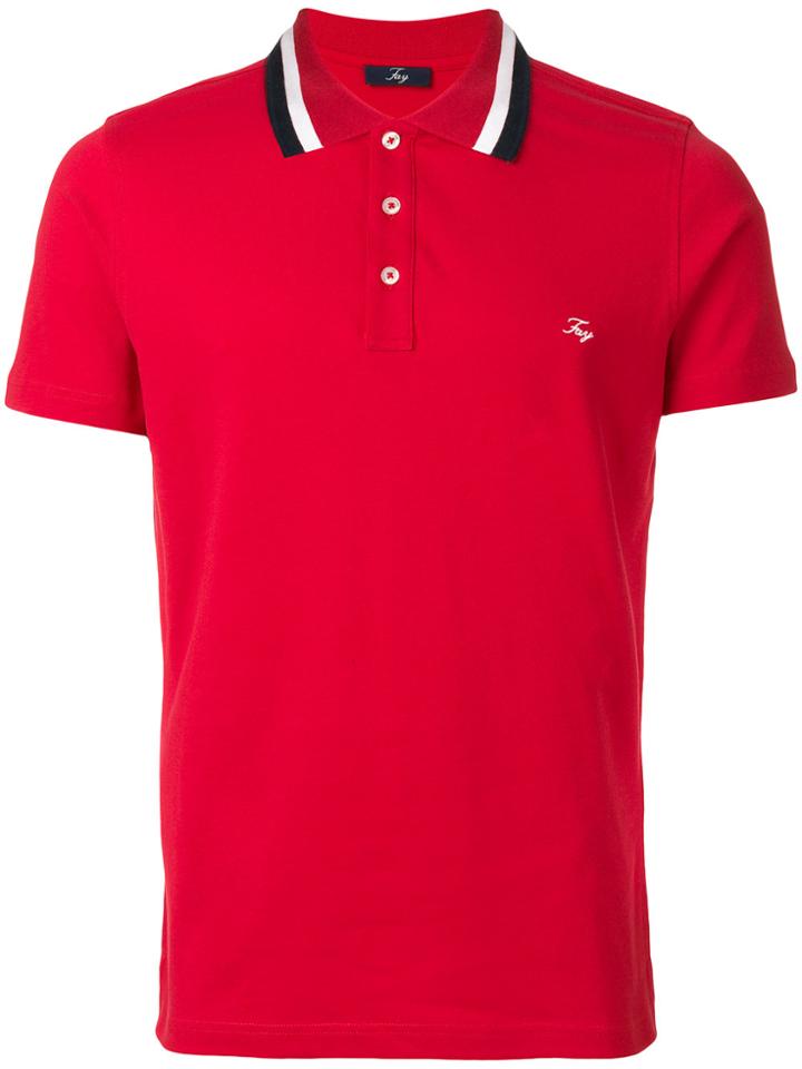 Fay Striped Collar Polo Shirt - Red