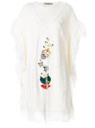 Piccione. Piccione Embroidered Poncho - White