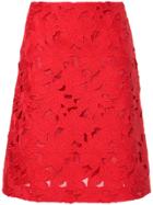 Giambattista Valli Floral Macrame Skirt - Red