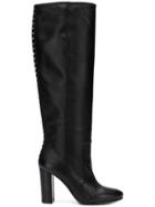Via Roma 15 Studded Spine Knee Boots - Black