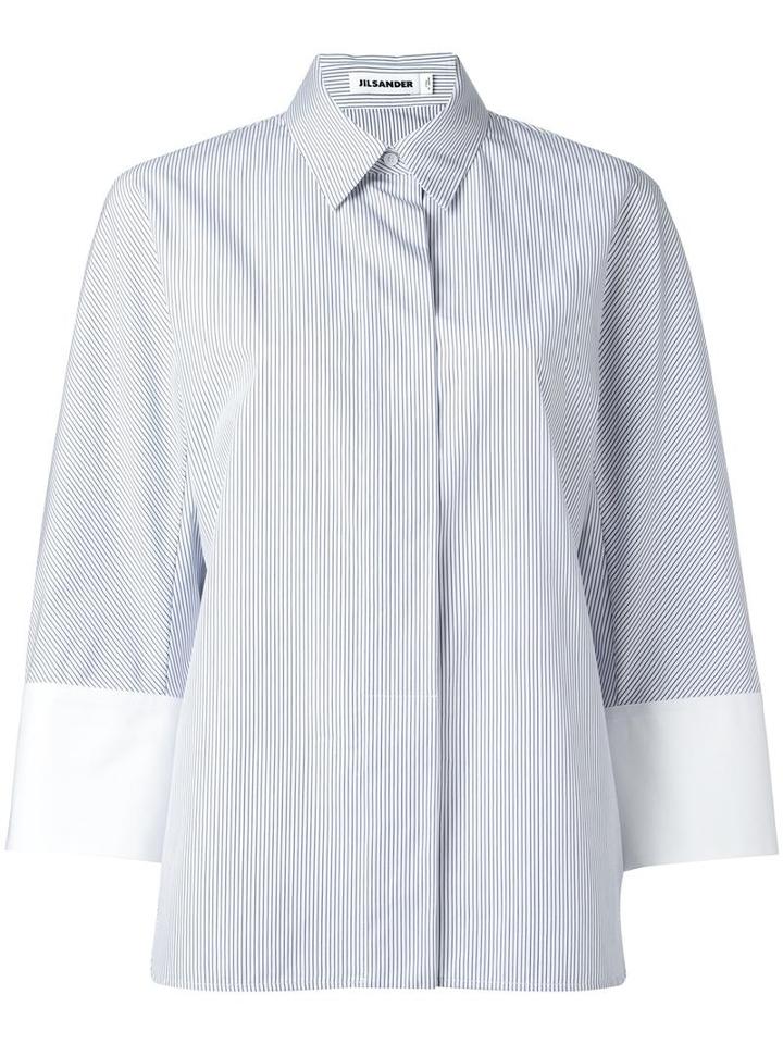 Jil Sander Poplin Stripe Shirt, Women's, Size: 34, White, Cotton
