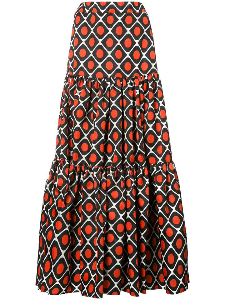 La Double J Circle Print Maxi Skirt, Women's, Size: Small, Yellow/orange, Polyamide