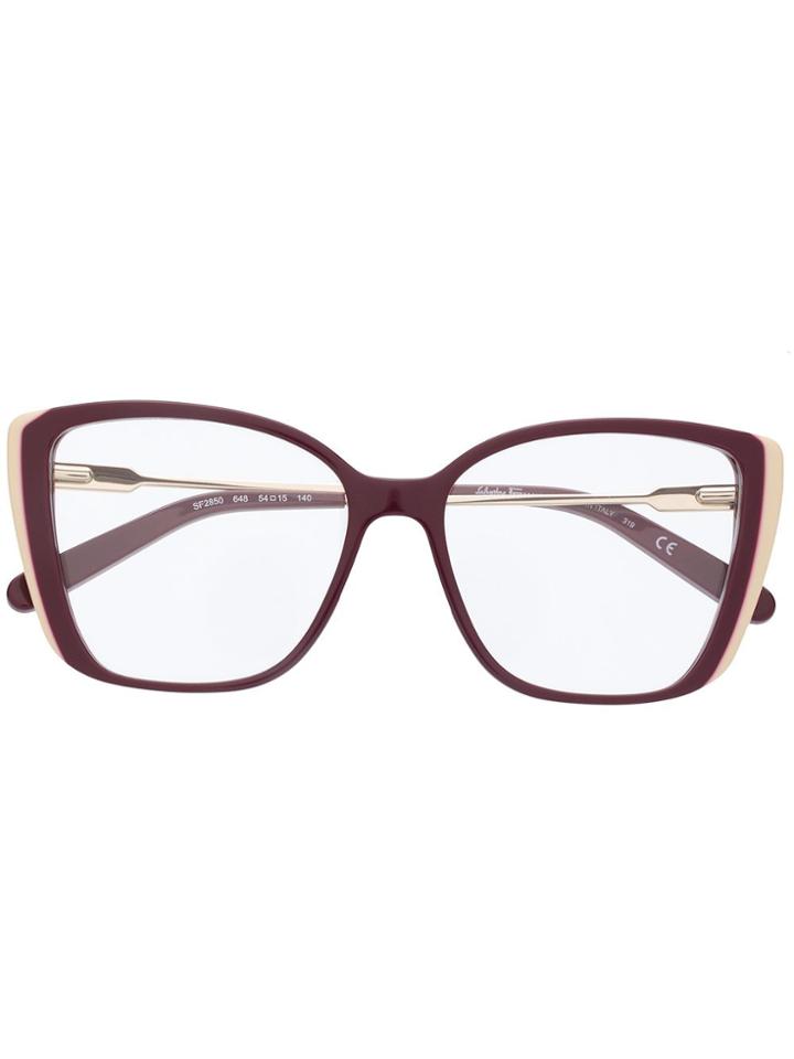Salvatore Ferragamo Square Frame Glasses - Red