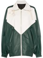 Plan C Two Tone Leather Jacket - Green
