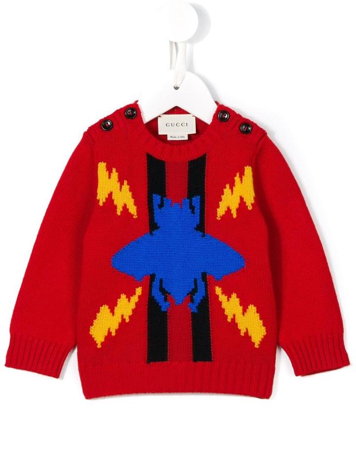 Gucci Kids Bee Intarsia Jumper, Boy's, Size: 18-24 Mth, Red